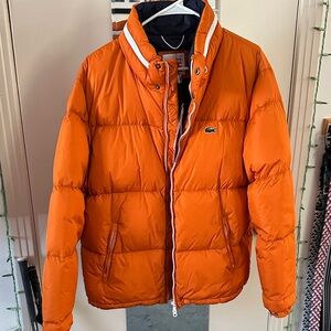 Lacoste Live Orange Puffer Jacket Men's Down XL 56 New w Tags